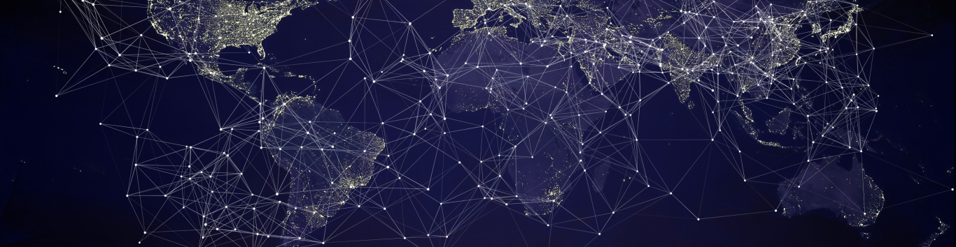 Map of the world at night with connecting dots